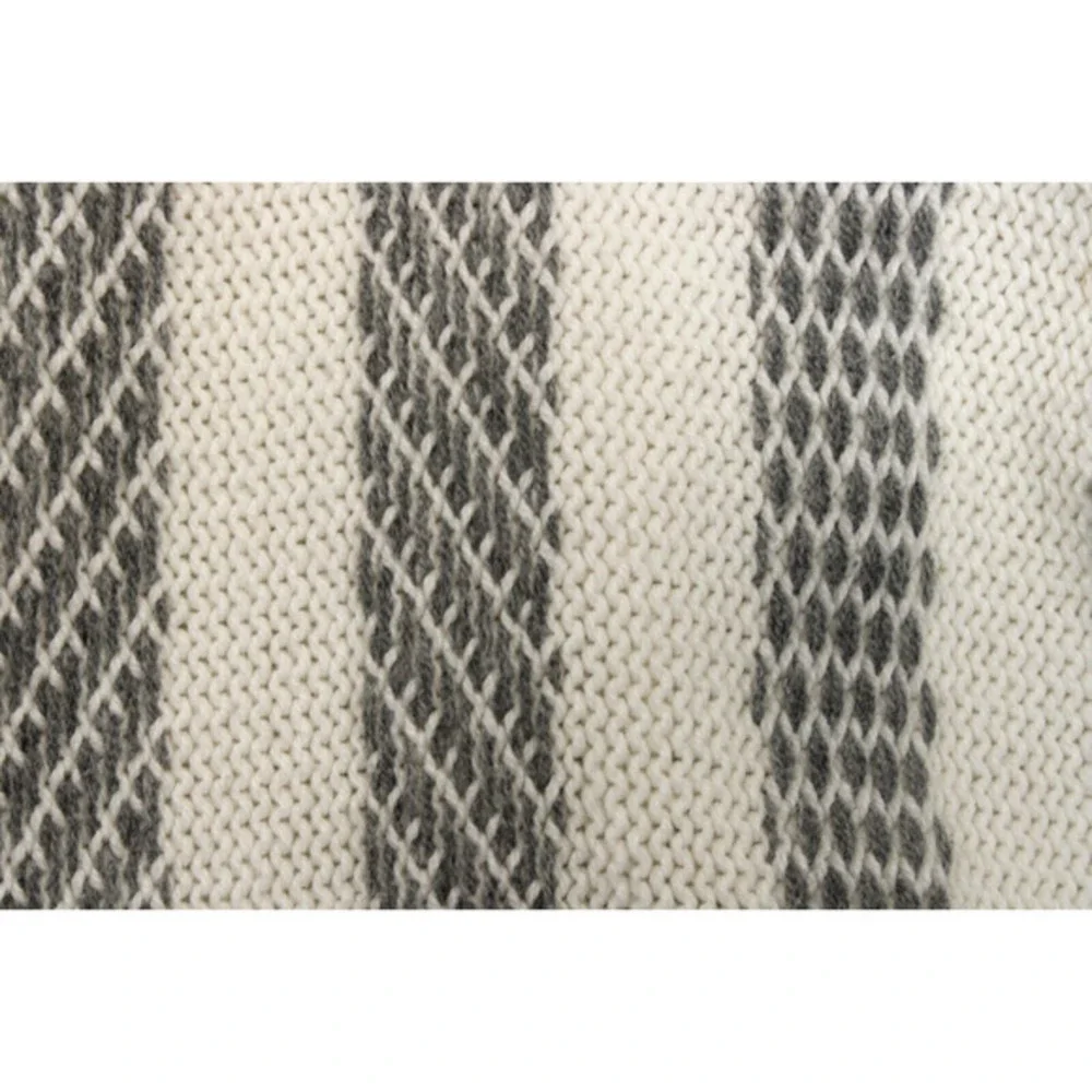 Olive +‎ Oak Open Front Fringe Cardigan Women M Cream Gray Striped Boho Kimono
